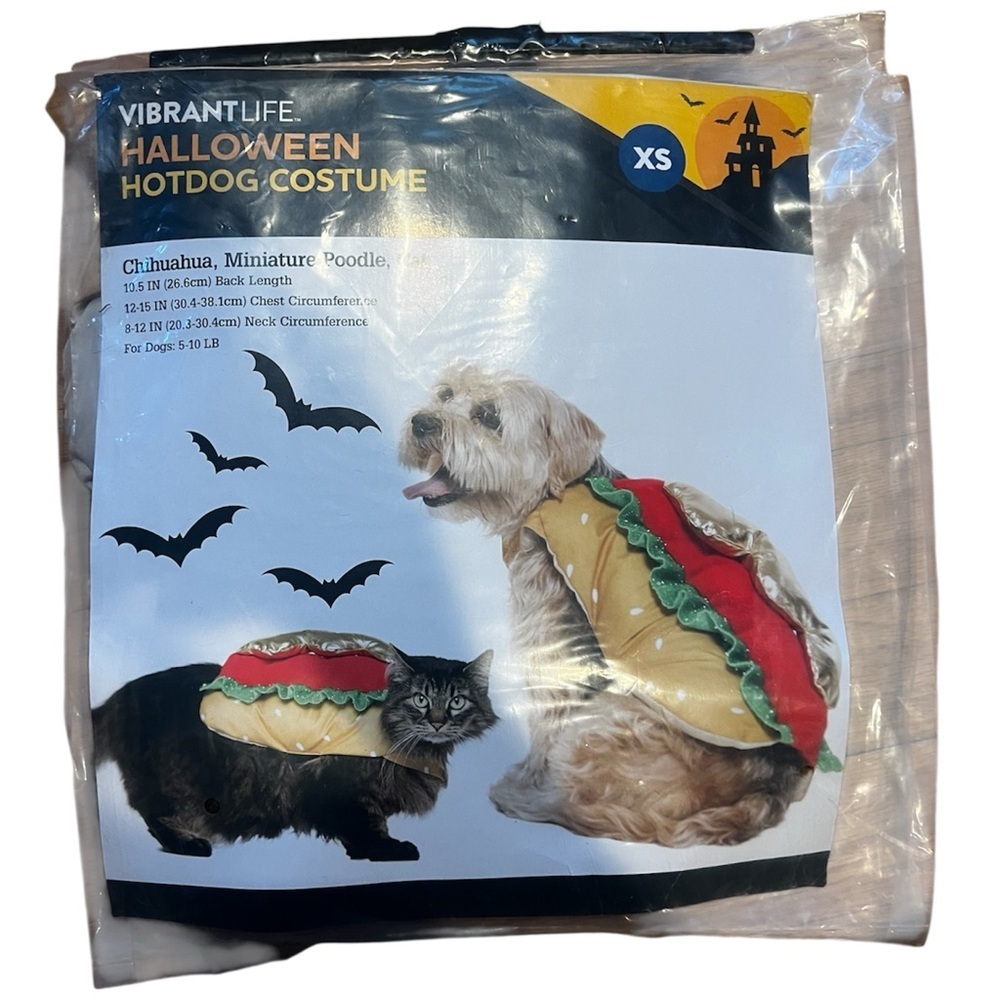 Vibrant Halloween Hotdog Costume for Pets - Red and Green XS NWT